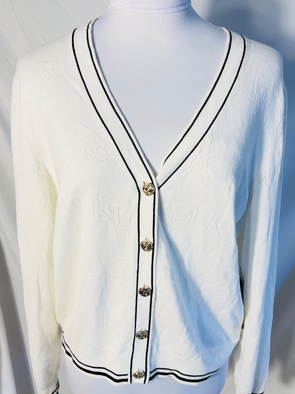 Karl Lagerfeld Paris contrast trim button-front cardigan